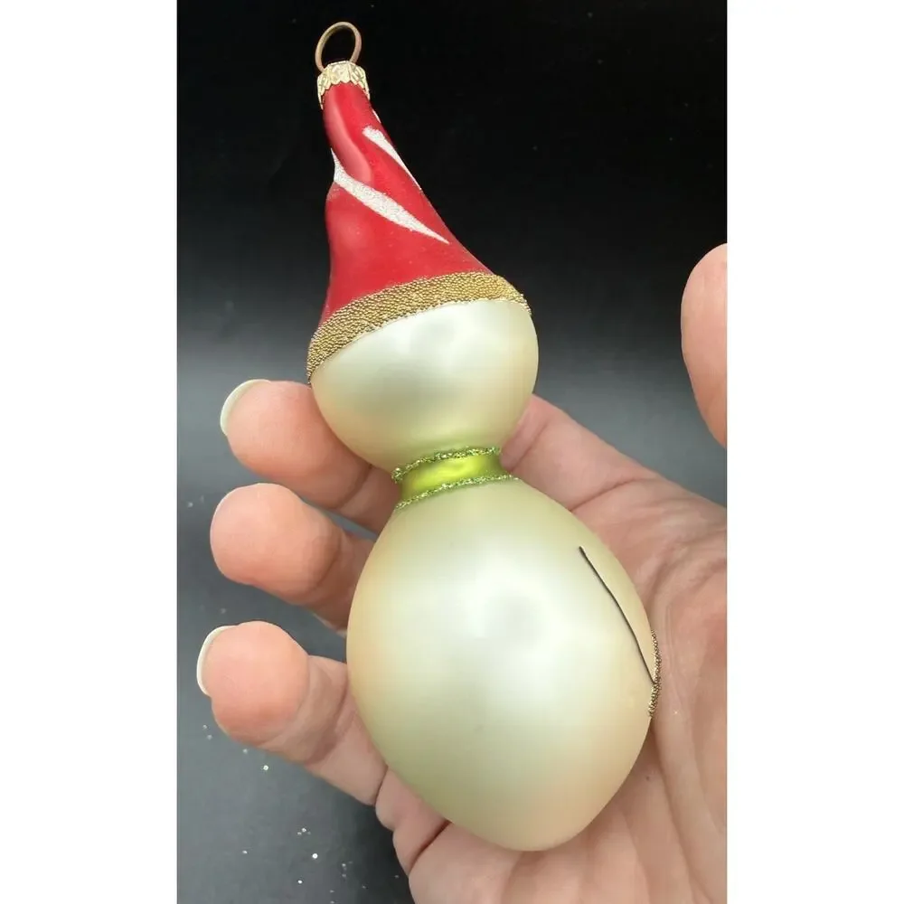 Vintage Pier 1 Christmas ornament glass snowman ornament Radko Style Quality BG1